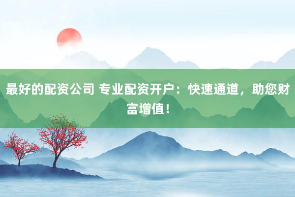 最好的配资公司 专业配资开户：快速通道，助您财富增值！