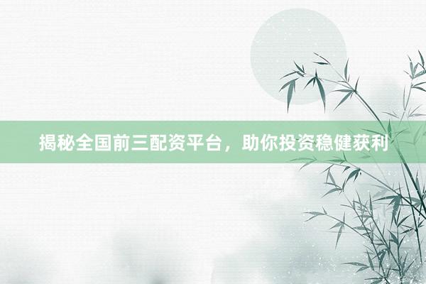 揭秘全国前三配资平台，助你投资稳健获利
