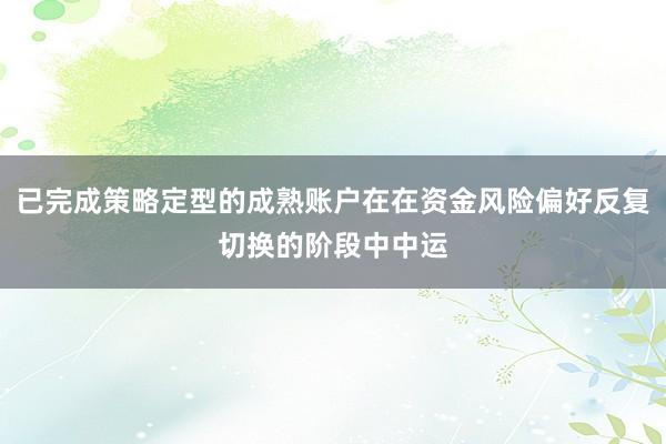 已完成策略定型的成熟账户在在资金风险偏好反复切换的阶段中中运