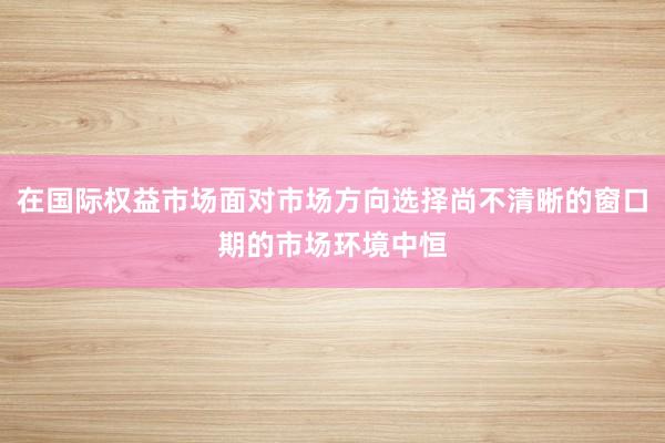 在国际权益市场面对市场方向选择尚不清晰的窗口期的市场环境中恒